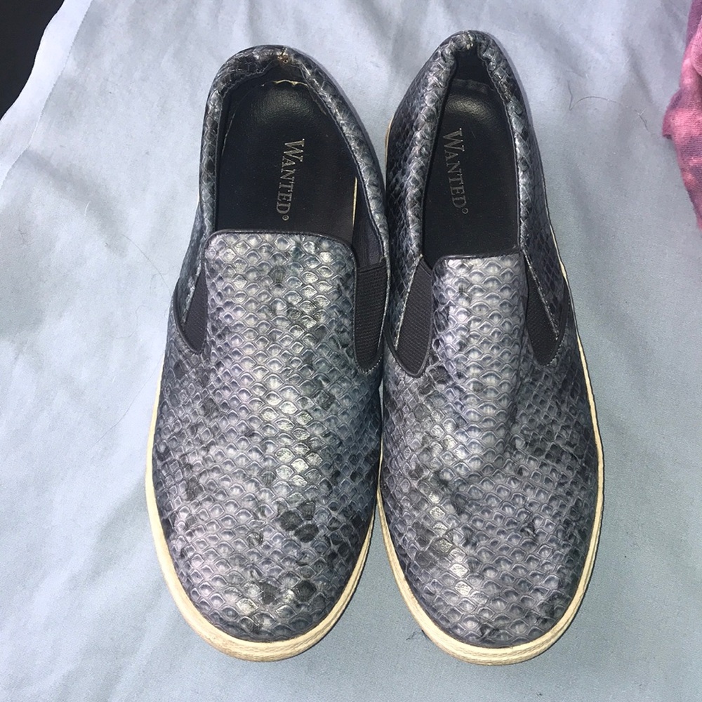 Cool blue snake skin pattern shoes really unique